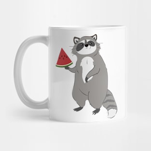 Funny raccoon with watermelon Mug